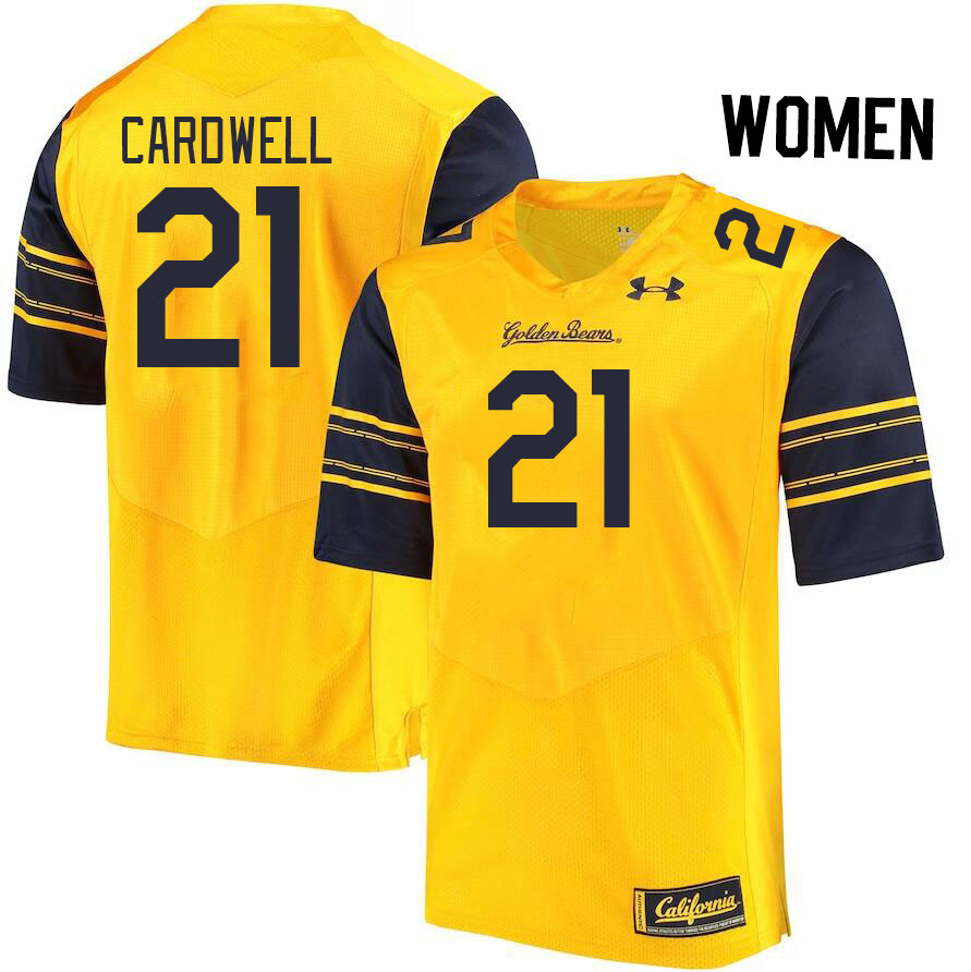 Women #21 Byron Cardwell California Golden Bears College Football Jerseys Stitched Sale-Gold